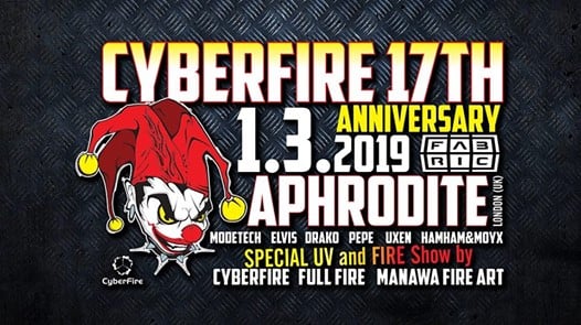 Photo of Cyberfire 17 let w/ DJ Aphrodite (UK) @Fabric 1-3-2019